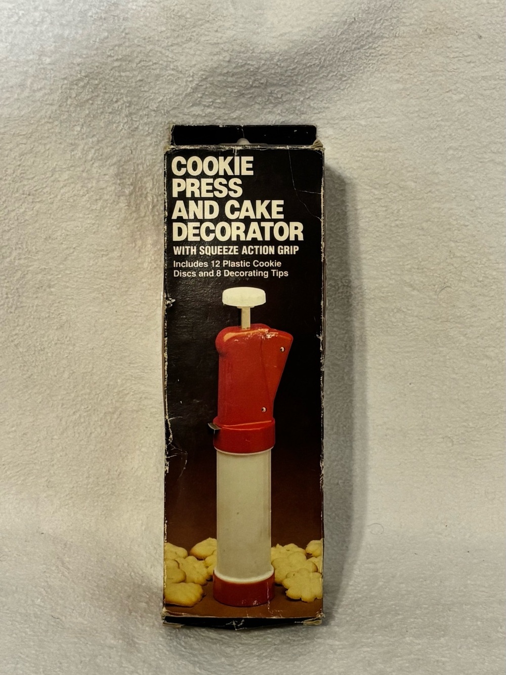 Vintage Cookie Press and Cake Decorator - Red and White
